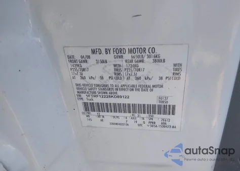 2008 Ford F-150 Stx/Xl/Xlt from USA, damaged, VIN 1FTRF12228KD89122